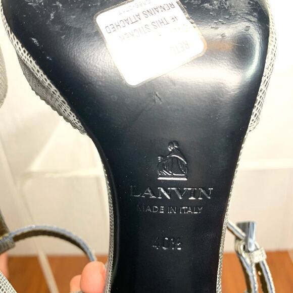 LANVIN Studio 54 Silver Metallic T-Strap Heels US 10.5 - Picture 9 of 10